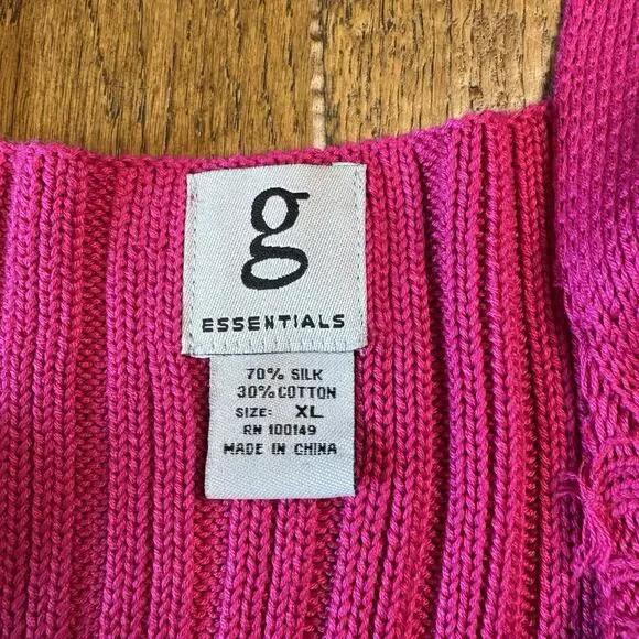 VTG The Collective Works of Berek 2 Pink Flamingo Sweater Silk Blend Tank Sz XL - Picture 8 of 8